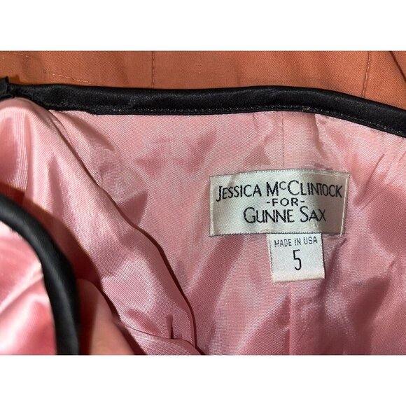 Vintage Jessica McClintock Y2K 80's 90's Pink Strapless Mini Dress Lace & Ruf - Picture 5 of 8